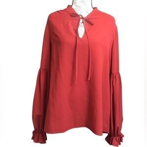 Haute Hippie burgundy keyhole blouse size L